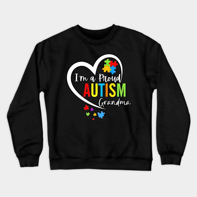 I'm A Proud Autism Grandma Heart Autism Awareness Puzzle Crewneck Sweatshirt by Ripke Jesus